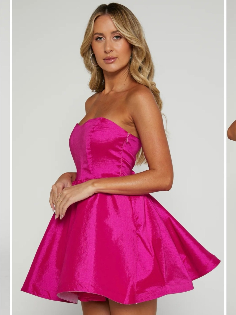 Strapless Sweetheart Fit And Flare Dress In Magenta